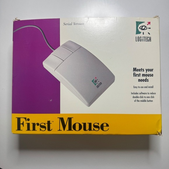 Logitech First Mouse Serial Version PC Computer Mouse - OPEN BOX. (No Adapter) - Picture 1 of 9